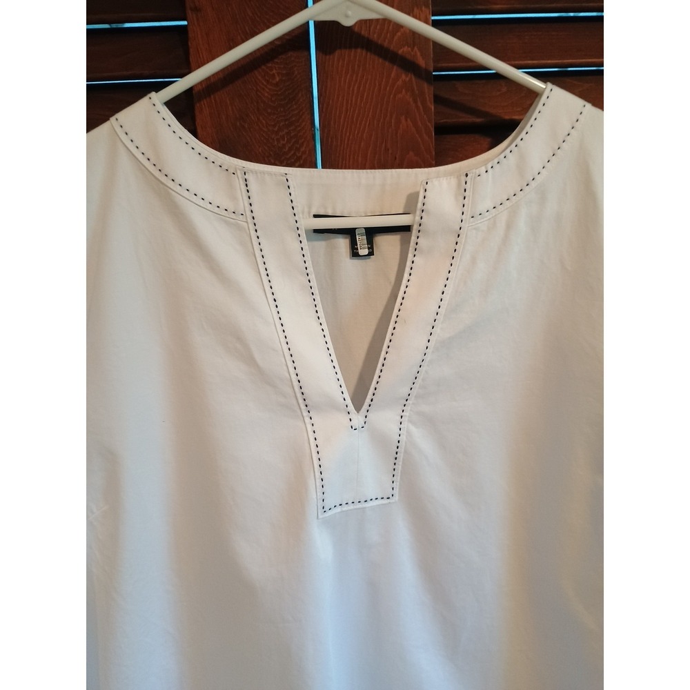 Brooks Brothers Womens Pullover Shirt Blouse Top Sz Large White Popover Ruffle - Picture 4 of 8